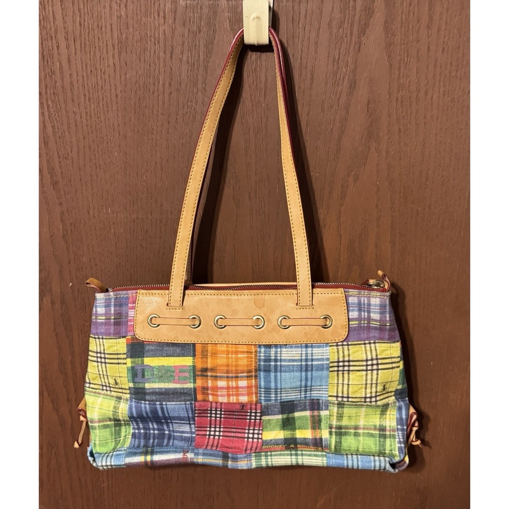Vtg Dooney & Bourke Ants Picnic Madras Plaid Double Handle Purse Tote Bag TbA - Picture 3 of 13
